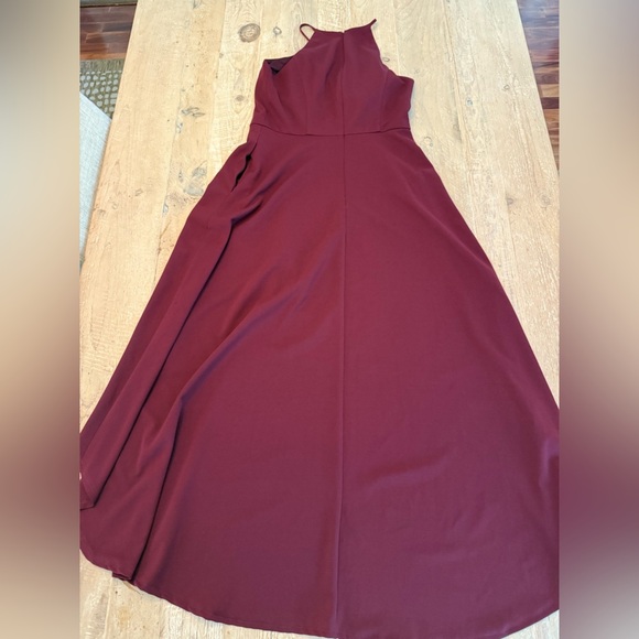 David’s Bridal Burgundy Wine High Low Dress Pockets sz 12 - Picture 6 of 7